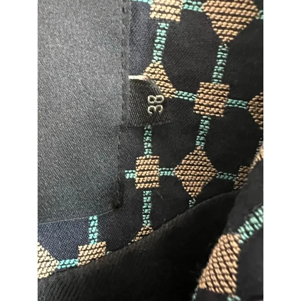 Tara Jarmon Geometric Print Long Sleeve Double Breasted Jacket Navy Women's 38